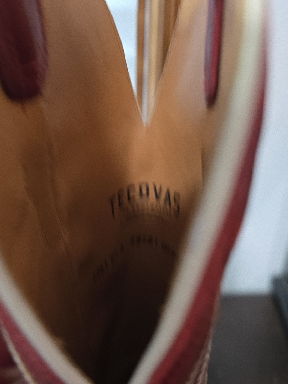 Tecovas Women's Burgundy Leather Western Boots with Cream Piping - Picture 7 of 10